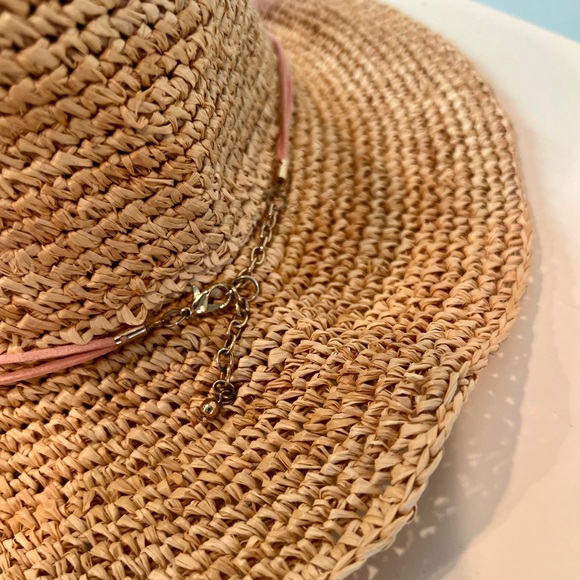 Ale by Alessandra Arabella Raffia Feather Beaded Cowboy Hat UPF 40 Tan One Size - Picture 4 of 11
